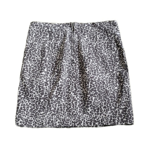Revolve Free People Modern Femme Novelty Leopard Print Denim Mini Skirt - Picture 4 of 7